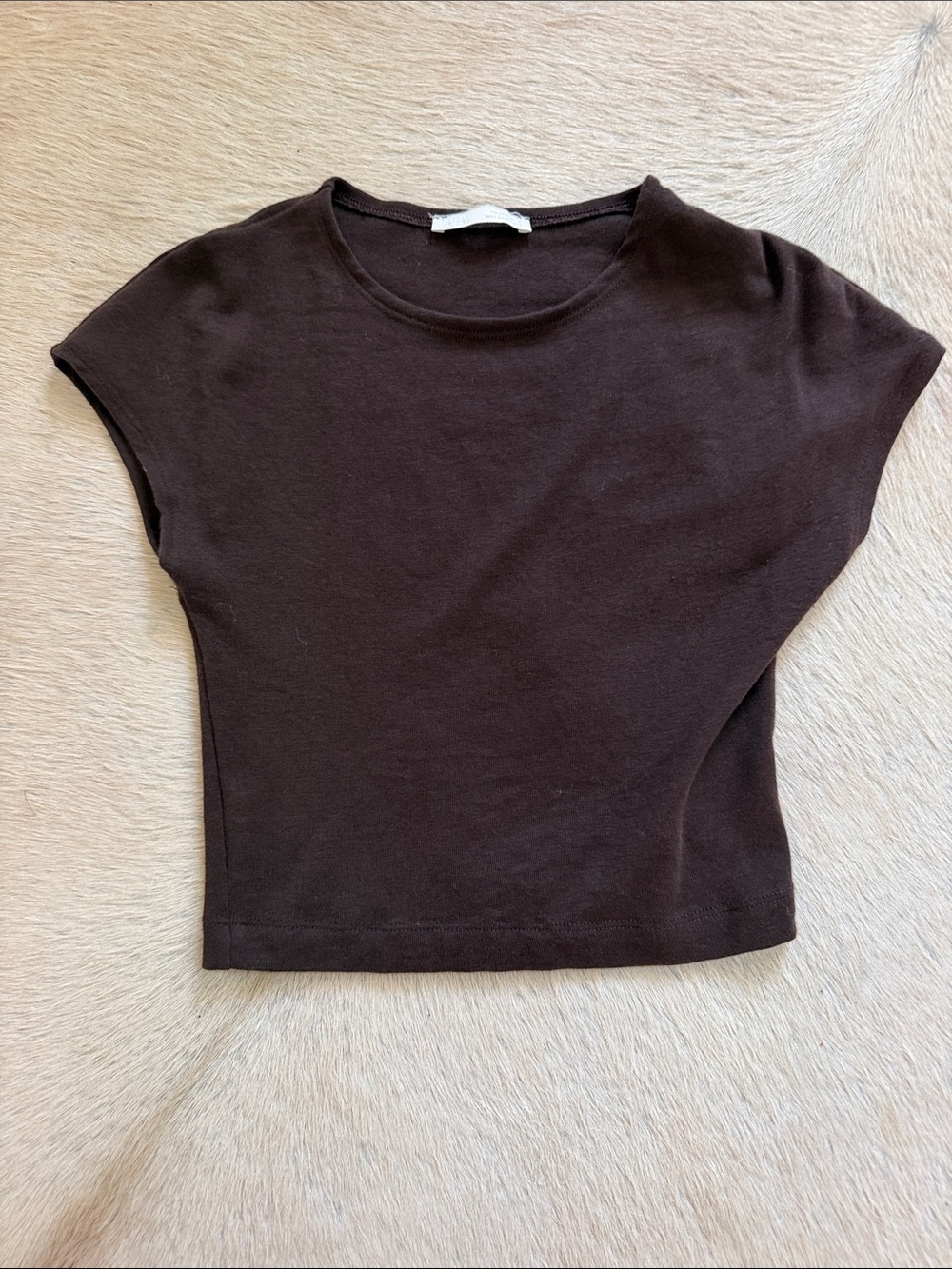 Zara Short Sleeve Cropped tee in Dark Brown
